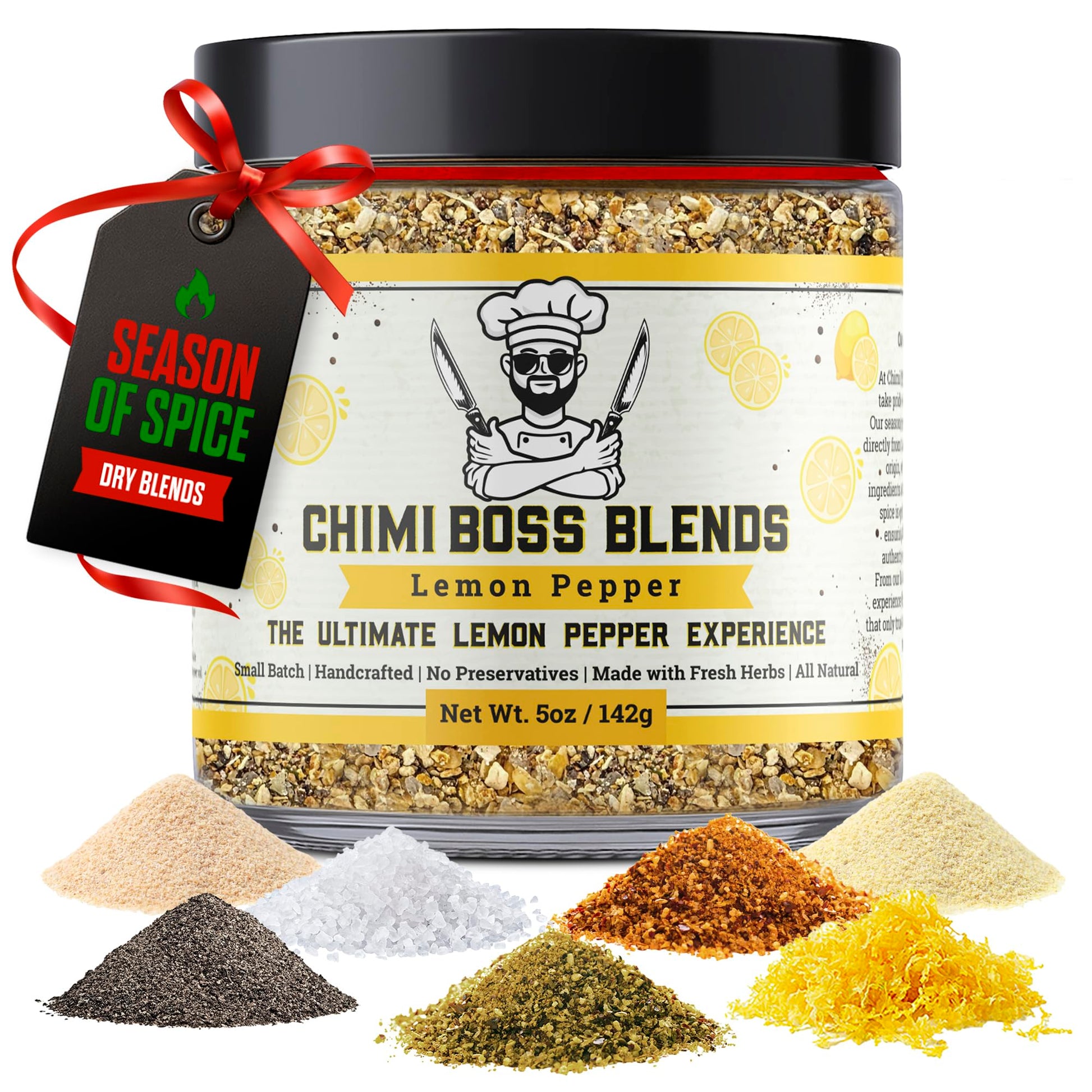 Lemon Pepper Seasoning By Chimi Boss Blends  5Oz - Bold Zesty Citrus & Breaked Pepper Spice Blend  - Gourmet All-Natural Rub For Chicken  Fish  Veggies  Grilling  Air Fryer & Everyday Cooking