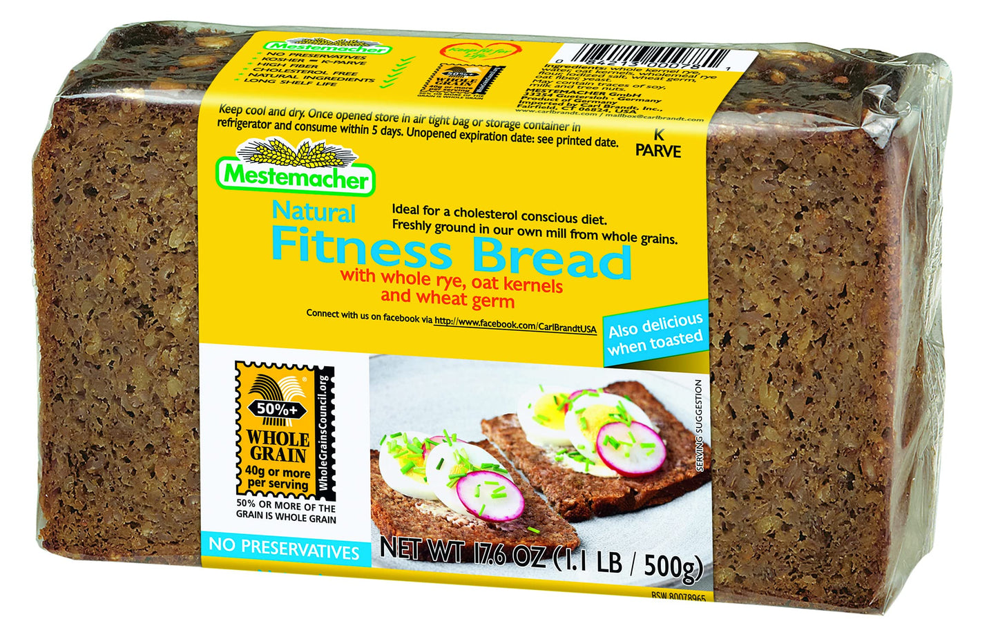 Mestemacher Whole Grain Bread (Fitness, 17.6 Oz, Pack Of 6)