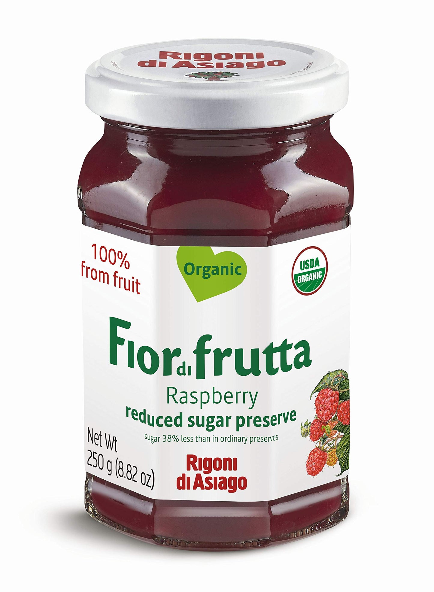 Rigoni Di Asiago, Fiordifrutta Organic Fruit Spread, Raspberry, 8.82 Ounce (Pack Of 1)