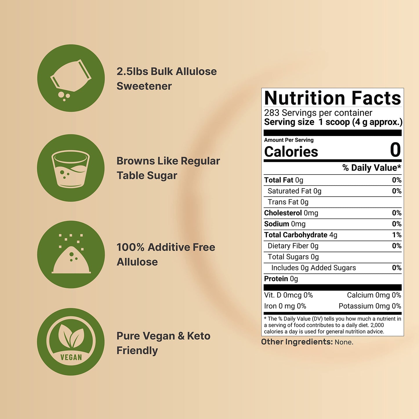Naturebell Allulose Sweetener, 2.5 Lbs | Keto & Vegan-Friendly, White Sugar Substitute | 0 Calorie, 0 Sugar, 0 Net Carb, Non-Gly