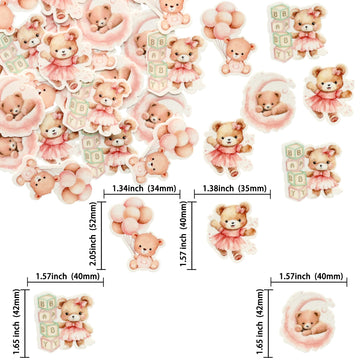 Gyufise 48Pcs Edible Baby Shower Bear Cupcake Toppers Wafer Paper Moon Baby Bear Baby Shower Cake Topper Decorations Jungle Anim
