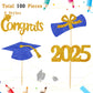 Chinco 100 Pack 2025 Graduation Cupcake Toppers Grad Cap Food Appetizer Picks Cake Graduation Party Decorations Diploma Cupcake