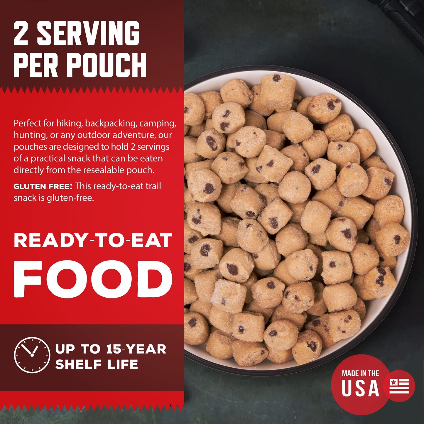 Readywise - Outdoor Cookie Dough Trail  , 2 Servings, Pack Of 1, Emergency Preparedness, Freeze Dried Food, Mre, Snack Pack, Survival Food, Emergency Food For Backpacking, Camping, And Hiking