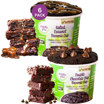 Molly And You Brownie Variety Gluten-Free Brownie Cup (Pack Of 6) - A Gluten-Free Dessert, Microwave Cookie Snack Cup, Single Se