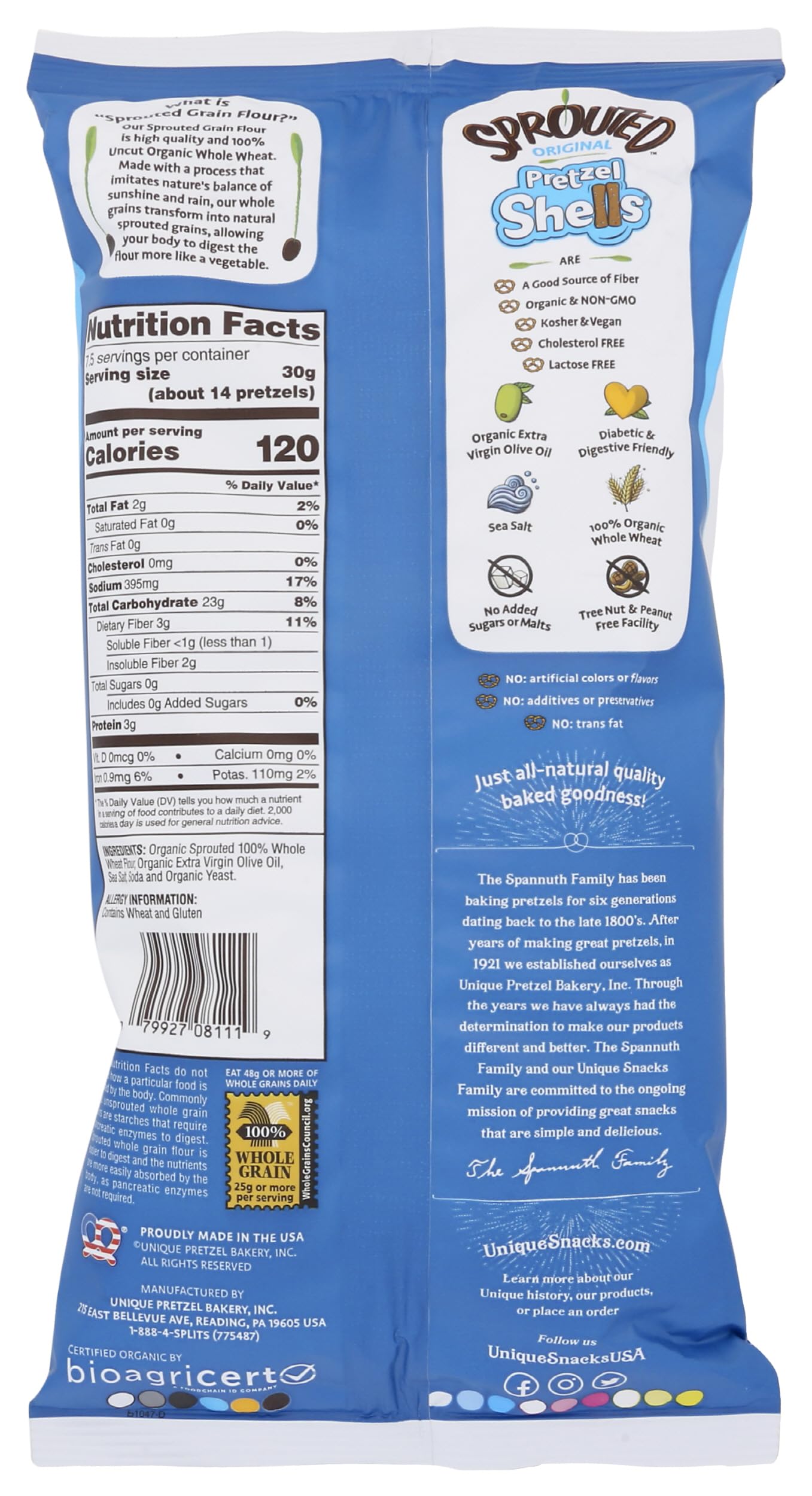 Unique Shell Sprouted whole wheat, 8 oz