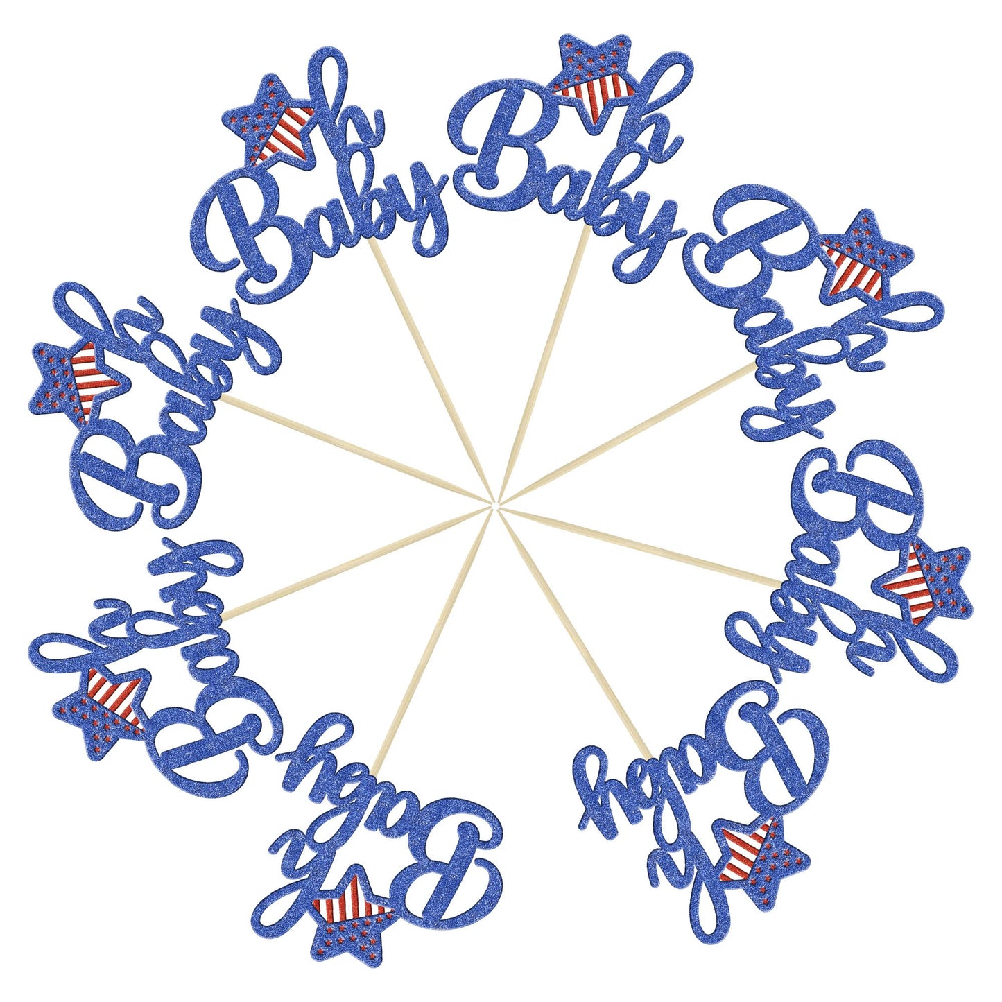 Gyufise 24Pcs Independence Day Cupcake Toppers 4Th Of July Oh Baby Cupcake Picks For Independence Day Babyshower Party Cake Deco