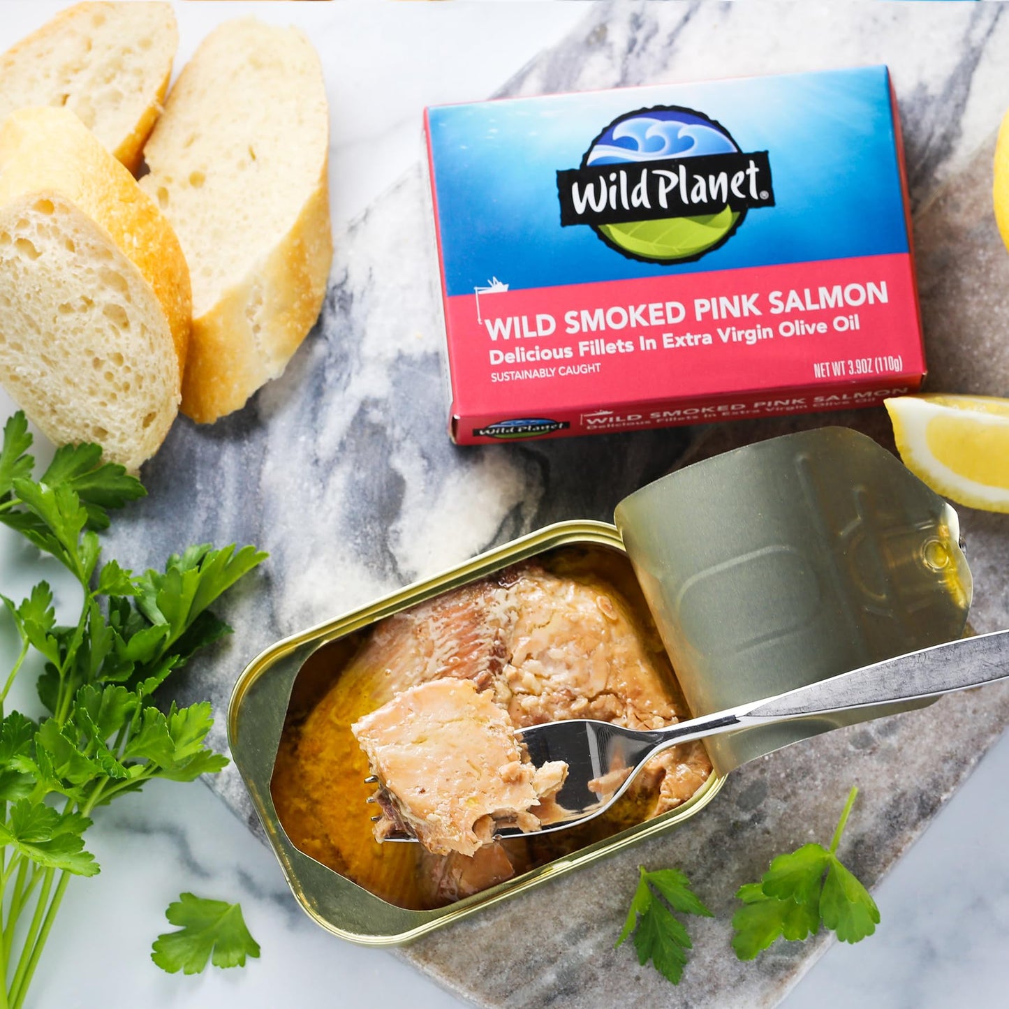 Wild t Wild Smoked Pink Salmon Fillets in Extra Virgin Olive Oil  Tinned Fish  Canned Salmon  Sustainably Wild-Caught  Non-GMO  Keto and Paleo  3.9 oz