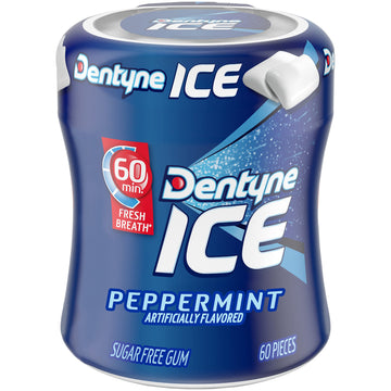 Dentyne Ice Peppermint Sugar Free Gum - 6 Bottles, 60 Pieces Each (360 Total) - Fresh Breath Chewing Gum