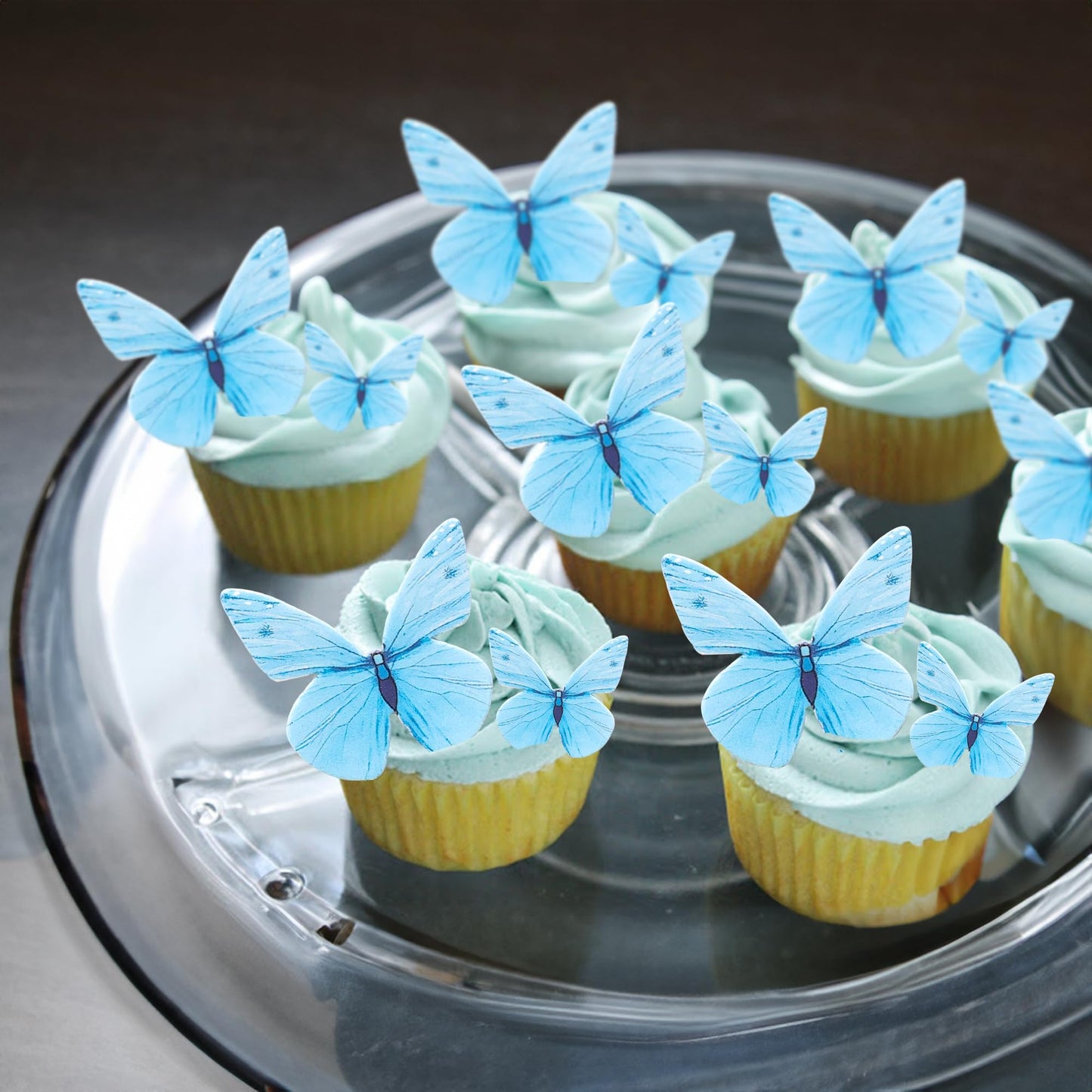 Ephlyn 72Pcs Edible 3D Realistic Butterfly Cupcake Toppers - Cute Cake Picks For Baby Shower, Boys Girls Birthday Party Decorati