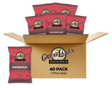 Great Lakes Potato Chip Co. Barbeque Kettle Cooked Potato Chips, Individual Snack Size Case (Pack of 40, 1.375 Oz. Bags)