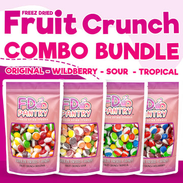 Freeze Dried Candy Variety Pack - Fruit Crunch 4 Pack, Fruit Crunch Original, Wildberry, Sour, Tropical 4 Oz (4 Count) - Assortm