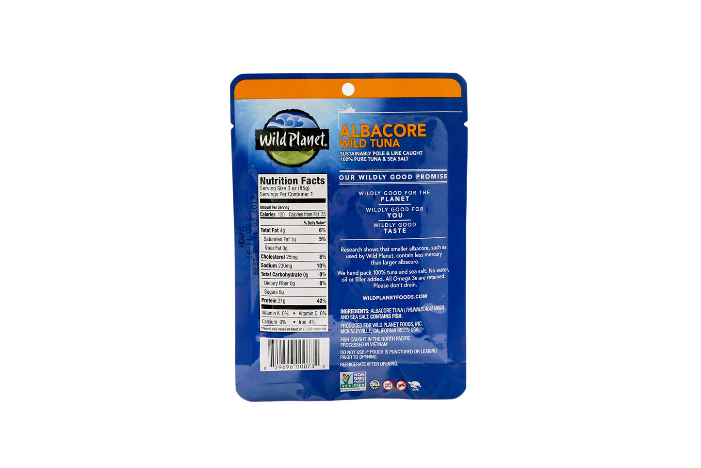 Wild Planet Albacore Wild Tuna, Sea Salt, Pouch, Keto and Paleo, 3rd Party Mercury Tested, 3 Ounce