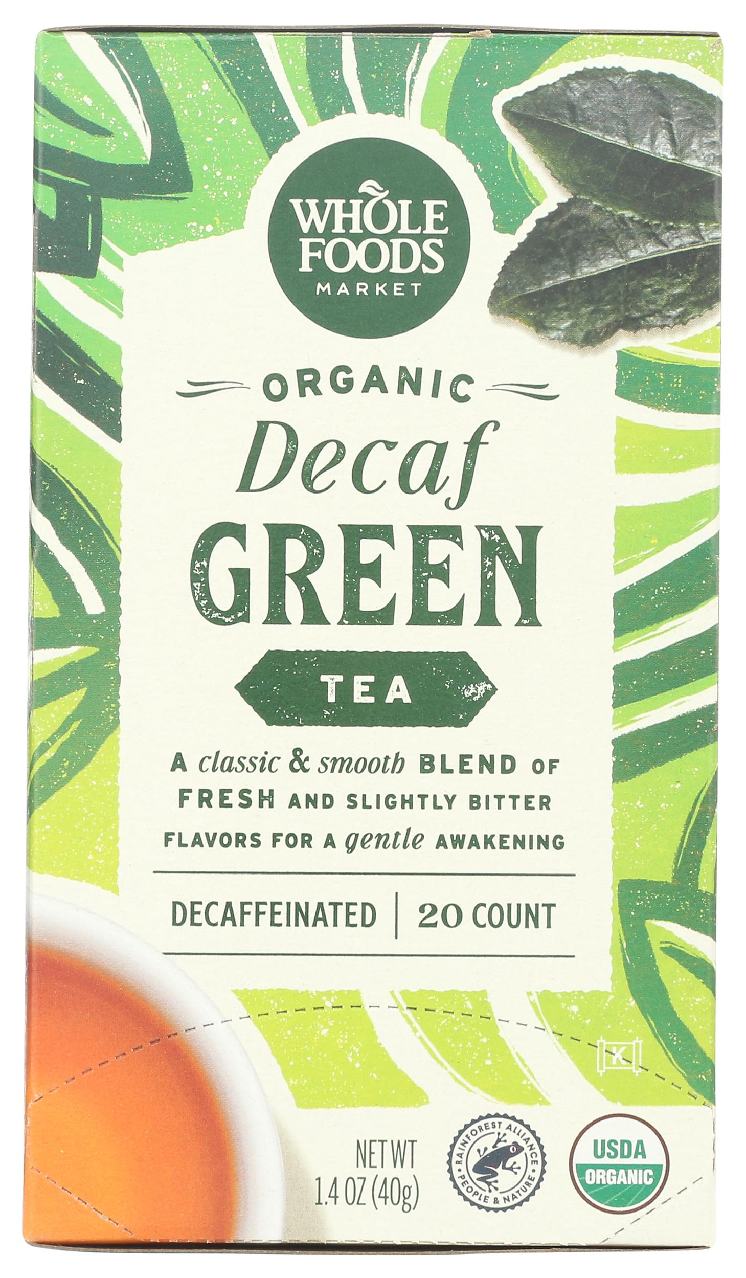 Whole Foods Market, Tea Green Decaf Organic, 20 Count