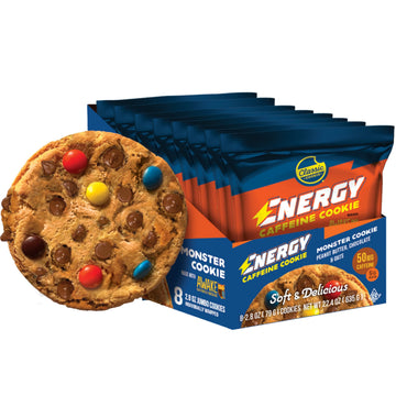 Classic COOKIE Monster Cookie - Energy Caffeine Soft Cookies, 2.8oz, 8 Count, Brown