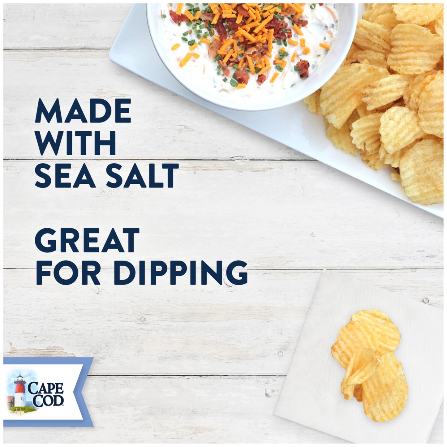 Cape Cod Potato Chips Wavy Cut Sea Salt Kettle Chips, 7.5 Oz
