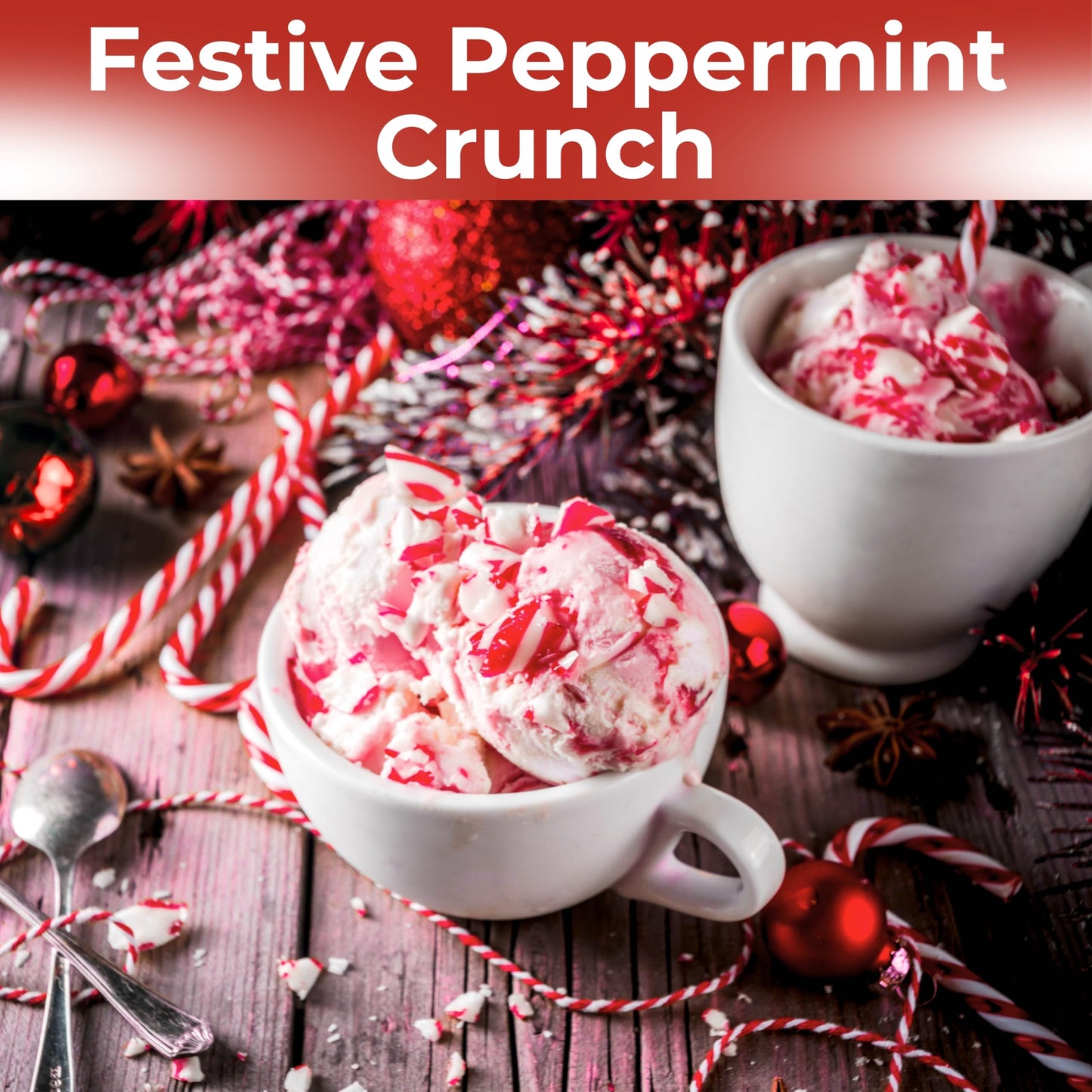 Crushed Peppermint Candy Pieces  Red & White  Mint Flavored Bits for Baking  Toppings  Decorating  and Holiday   12 Oz in Reusable Jar