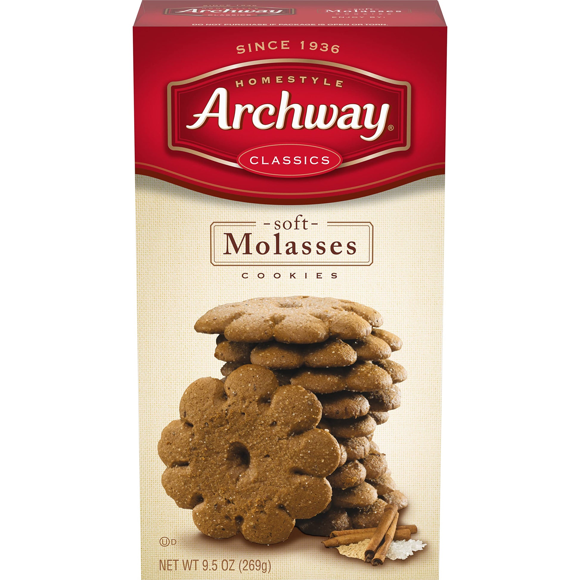 Archway Soft Molasses Cookies, 9.5 Oz (Pack of 9), Molasses Flavor, Perfect for Snacking