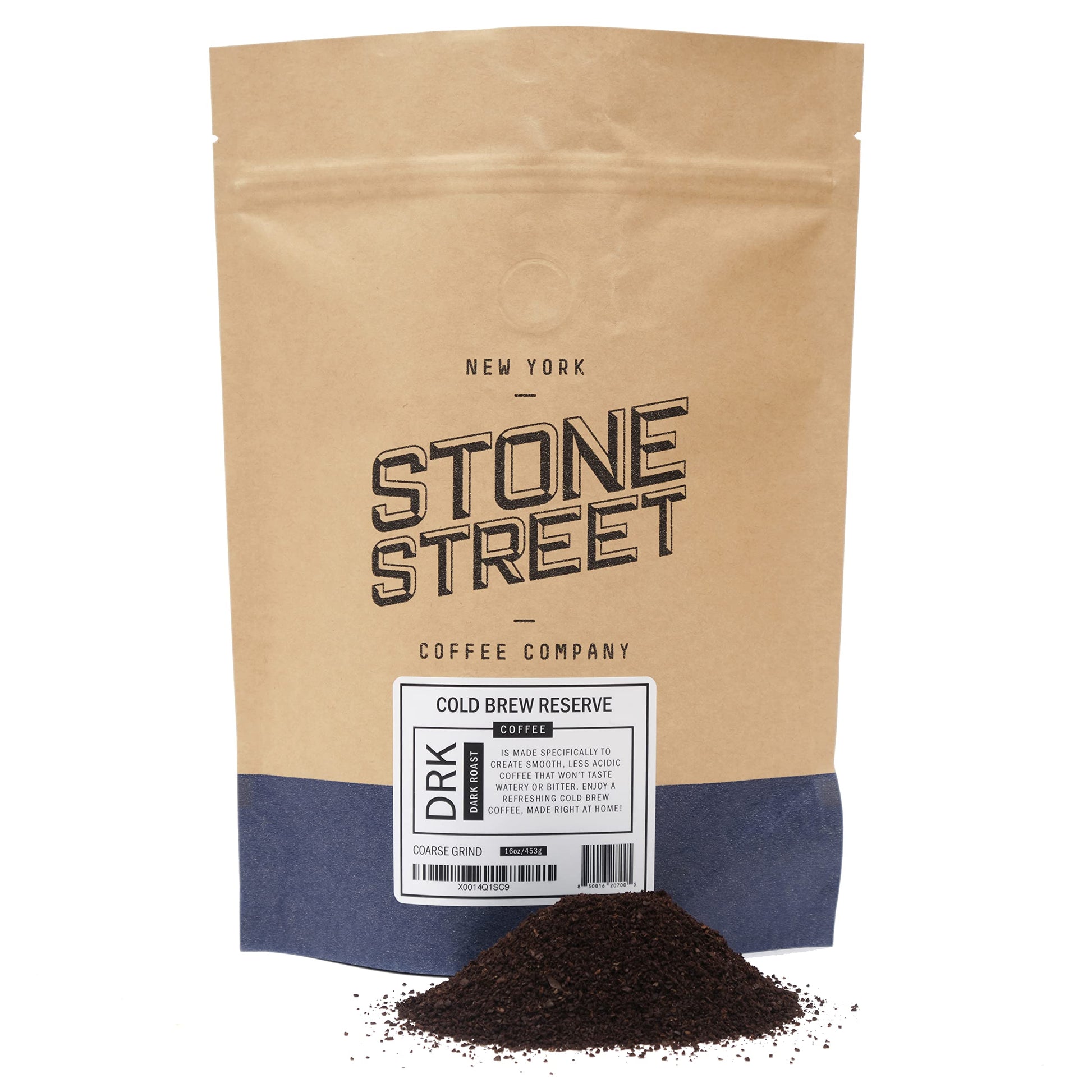 Stone Street Cold Brew Coffee, Low Acid, 100% Arabica, Dark Roast, Coarse Ground, 16 Ounce