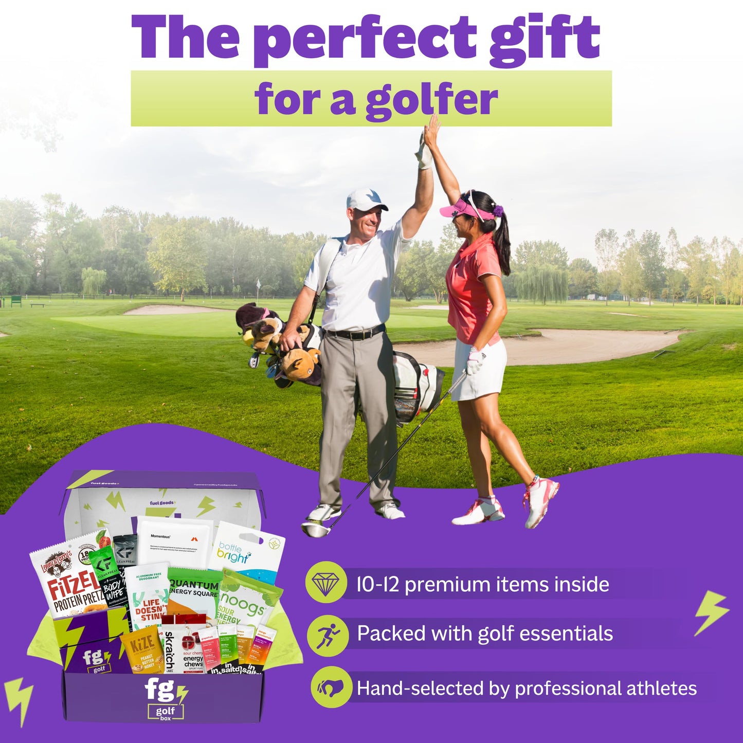 The Golf Box By Fuel Goods - Best Golf Gift Box For Women And Men, 10-12 Enhanced On Course Golf Accessories And Tournament Essentials; Golf Gifts
