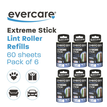 Evercare Extreme Stick, Standard Lint Roller Refill, 6 X 60 Sheet Roll (360 Total Sheets)