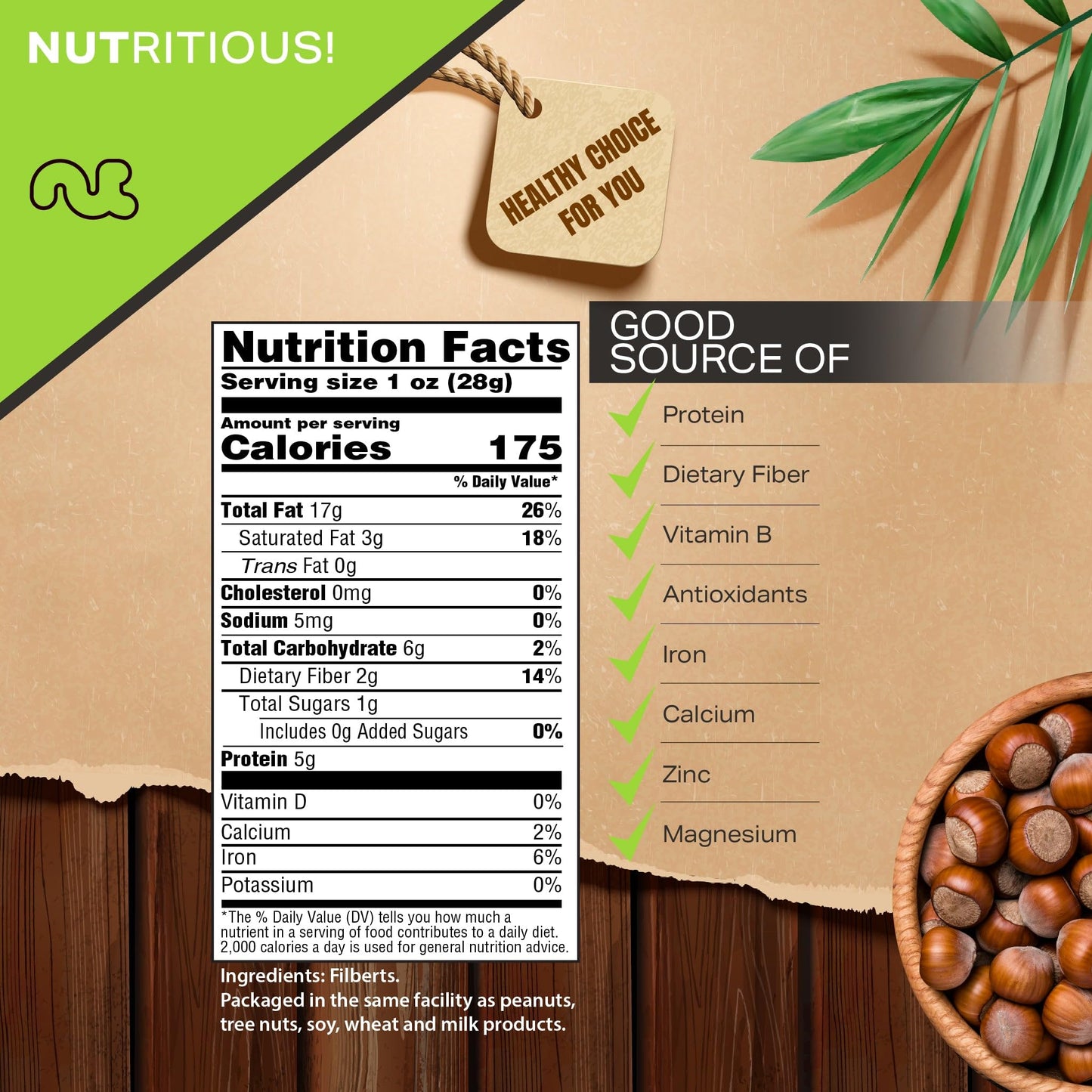 NUT CRAVINGS, Raw Hazelnuts Filberts In Shell, Whole, (48oz - 3 LB) Bulk Nuts Packed Fresh in Resealable Bag, Healthy Protein Fo