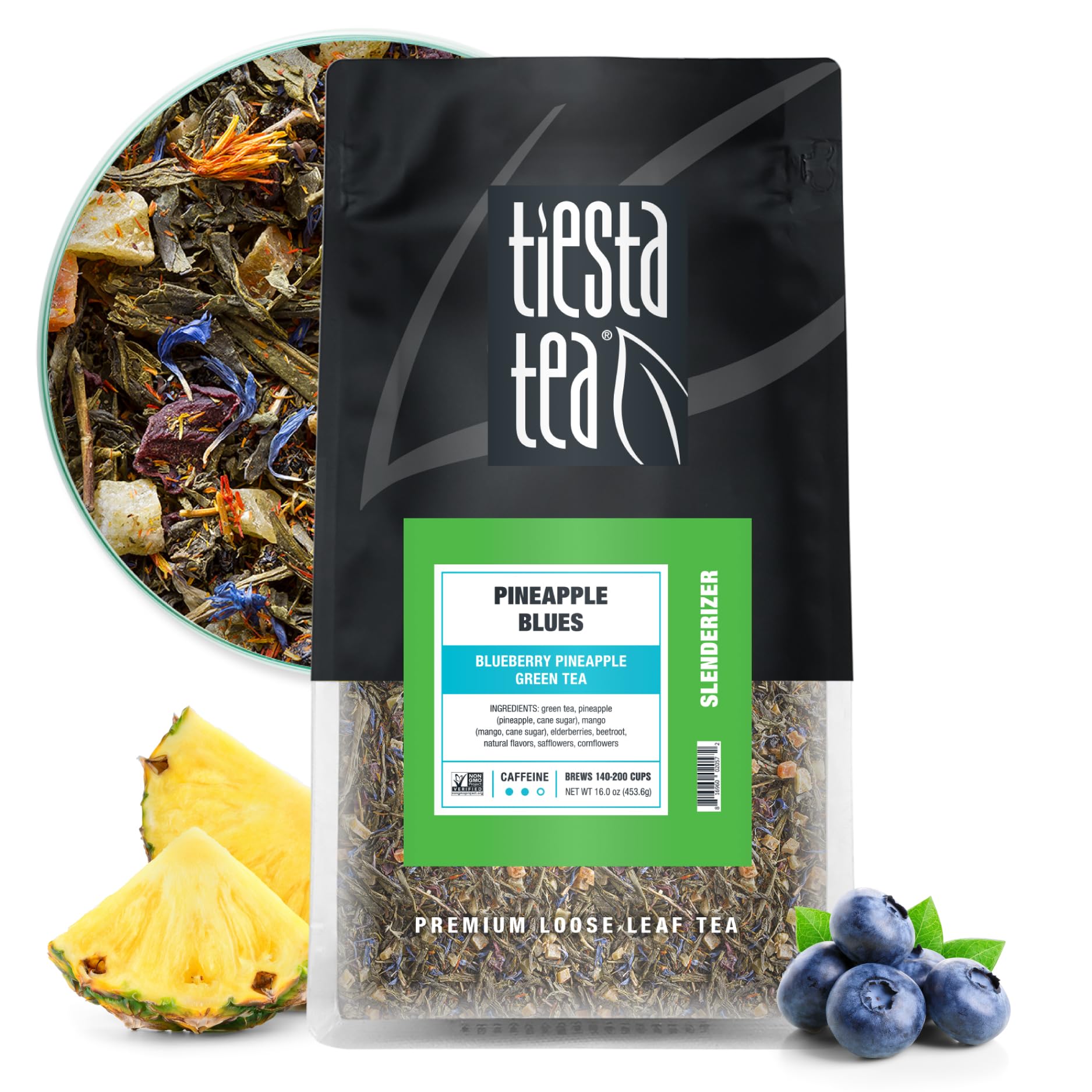 Tiesta Tea - Pineapple Blues, Blueberry Pineapple Green Tea, Premium Tropical Loose Leaf Tea, Medium Caffeinated, 200 Cups -16Oz
