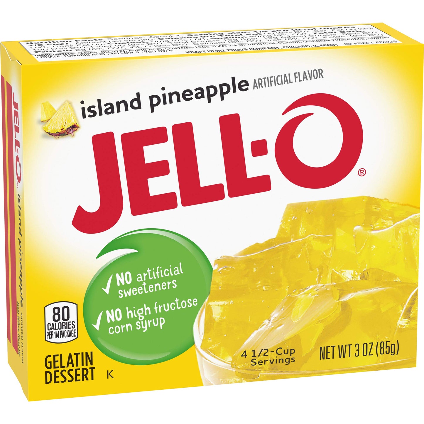 Jell-O Island Pineapple Gelatin Mix, 3 oz Boxes (Pack of 4)