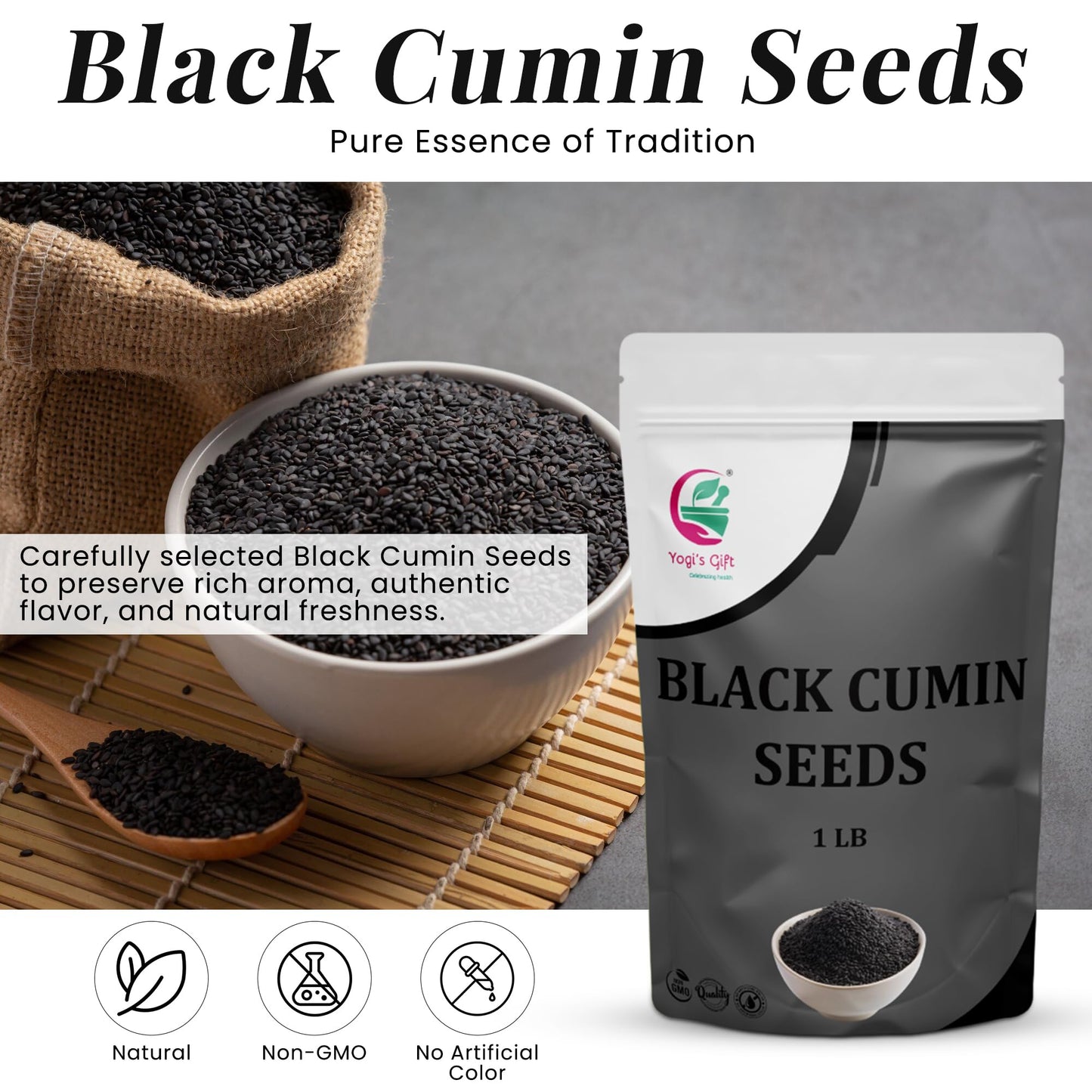 Black Cumin Seeds 1 Lb, Nigella Sativa, 100% Pure & Natural, Enhanced Quality Kalonji Seeds, Perfect For Seasoning, Cooking, Sprouting & Herbal Uses - By Yogi’S Gift®