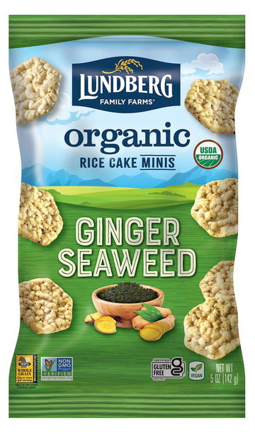 Lundberg Organic Ginger Seaweed Rice Cake Minis, 5oz, Gluten-Free, Vegan, Whole Grain, USDA Certified Organic, Non-GMO Project V