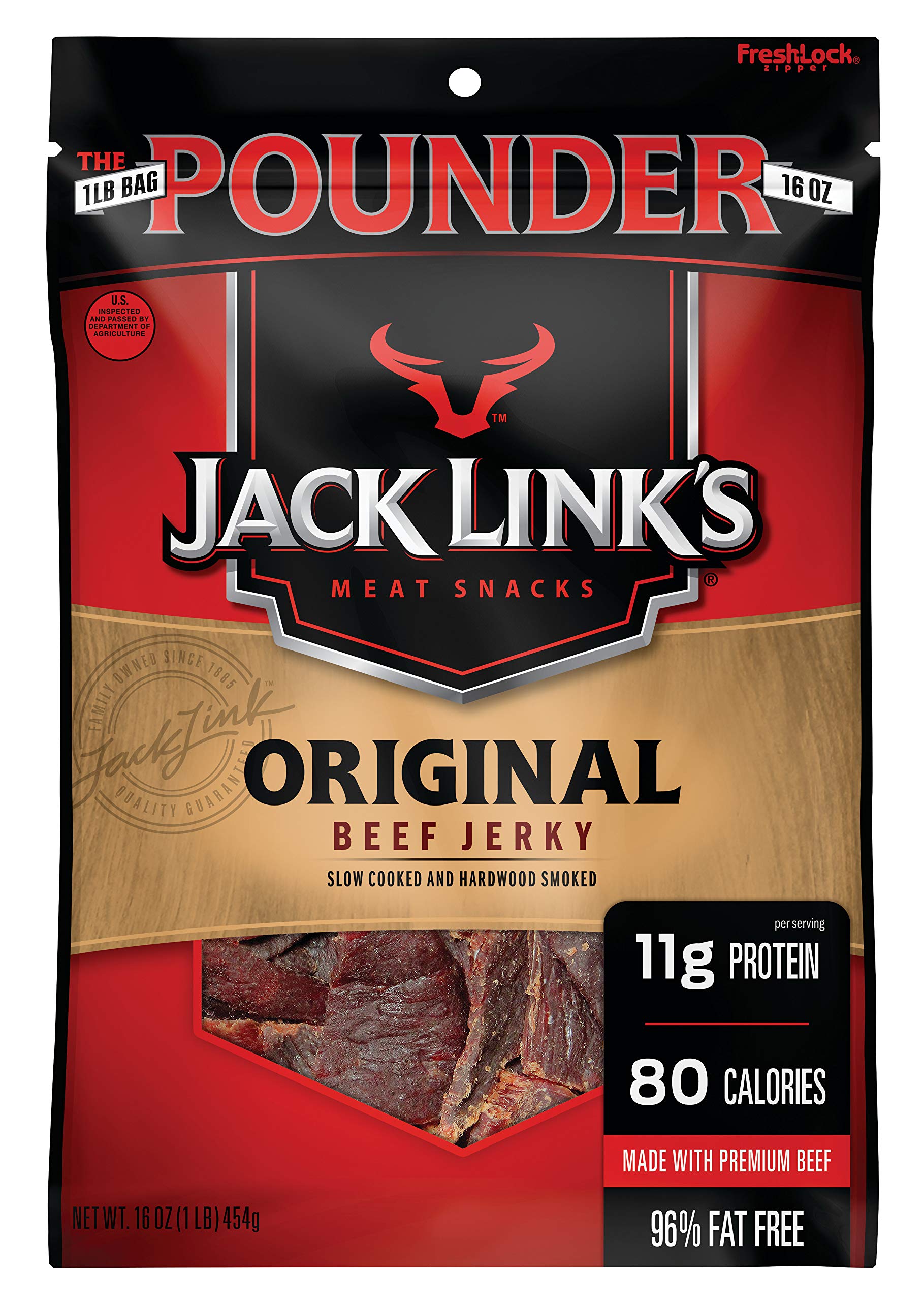 Jack Link'S Meat Snacks Beef Jerky, Original, 16 Ounce (Pack Of 1)