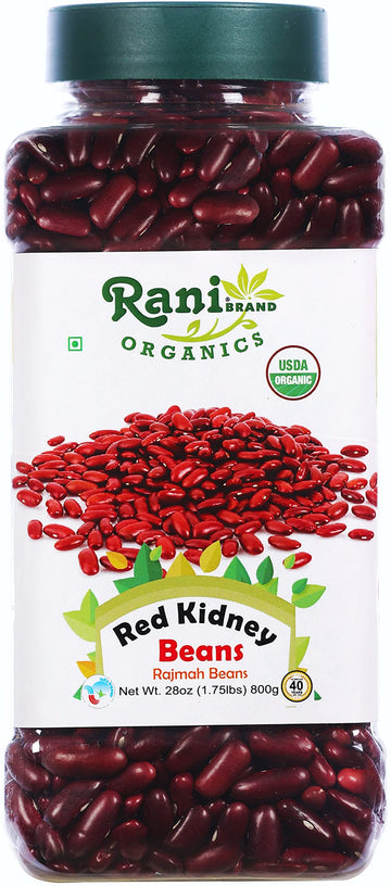Rani Organic Red Kidney Beans (Rajmah Beans) Light 28oz (1.7lbs) 800g PET Jar ~ All Natural | Vegan | Gluten Friendly | NON-GMO 