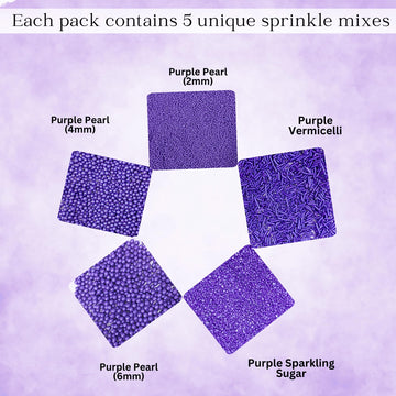 Confect Sprinkles for Cakes & Cupcakes Decoration | Pack of 5 Halloween Fall Bash Purple Sprinkles | Edible Sprinkles | Jimmies
