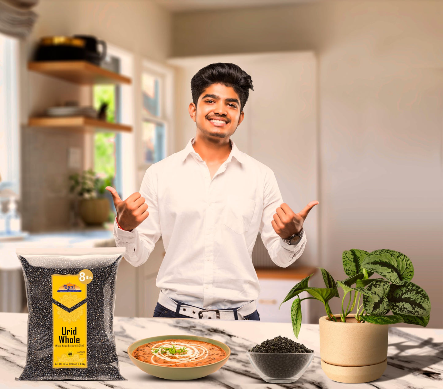 Rani Urid/Urad Whole Black (Matpe Beans with Skin) Indian Lentils 128oz (8lbs) 3.63kg Bulk ~ All Natural | Gluten Friendly | Non