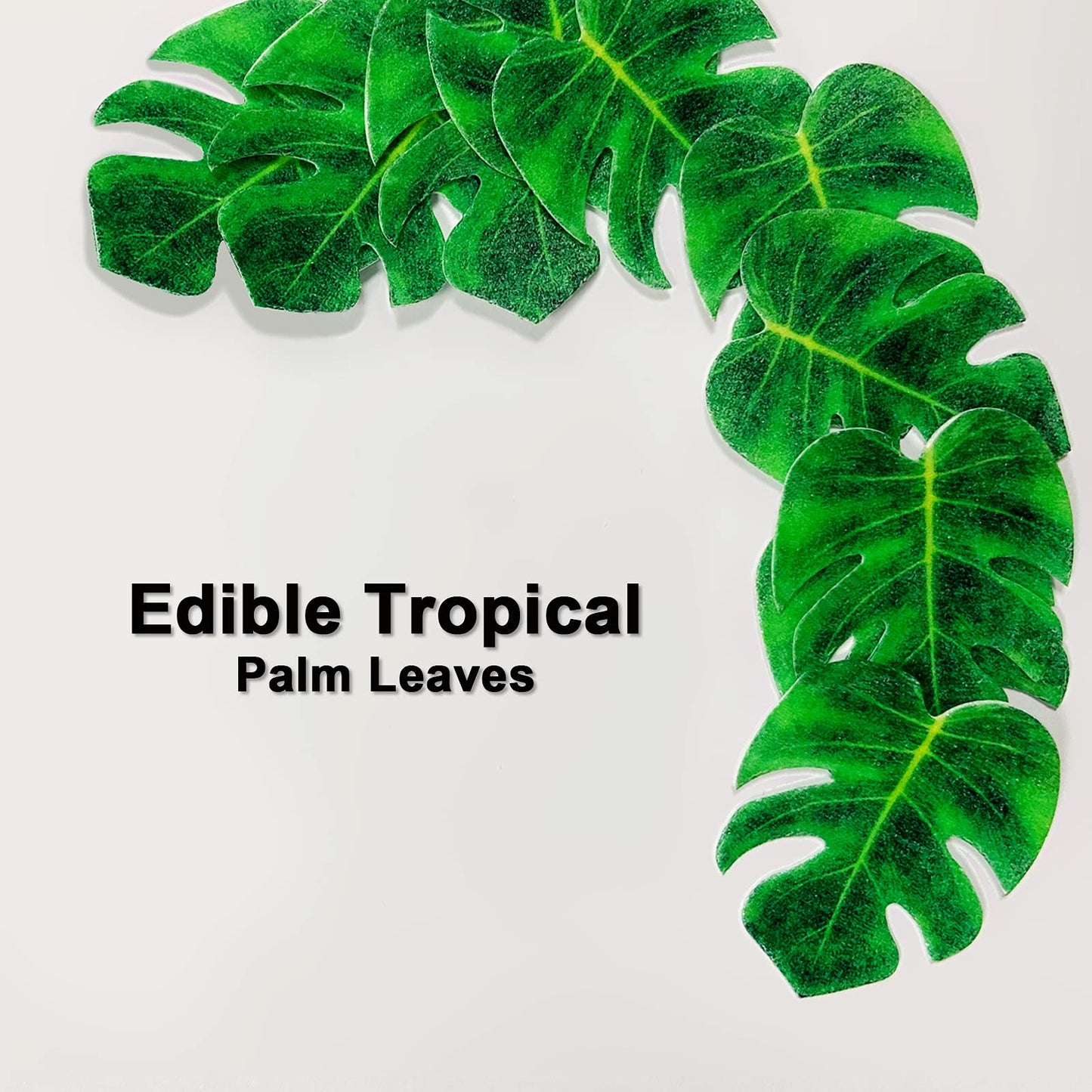 48Pcs Edible Tropical Turtle Leaves Cupcake Toppers, Cghceai Palm Leaves Cake Decoration For Hawaii Theme Jungle Party Cake Topp