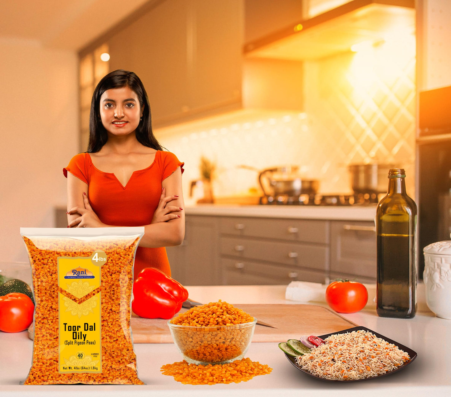 Rani Toor Dal (Split Pigeon Peas) Oily, 64Oz (4Lbs) 1.81Kg Bulk ~ All Natural | Gluten Friendly | Non-Gmo | Vegan | Indian Origi