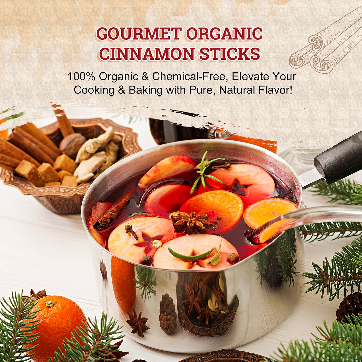 52Usa Cinnamon Sticks, Cinnamon 4 Oz (113G), Whole Cinnamon Sticks, 100% Raw, Kosher Certified, Gluten Free, Pure & Fresh Cinnam