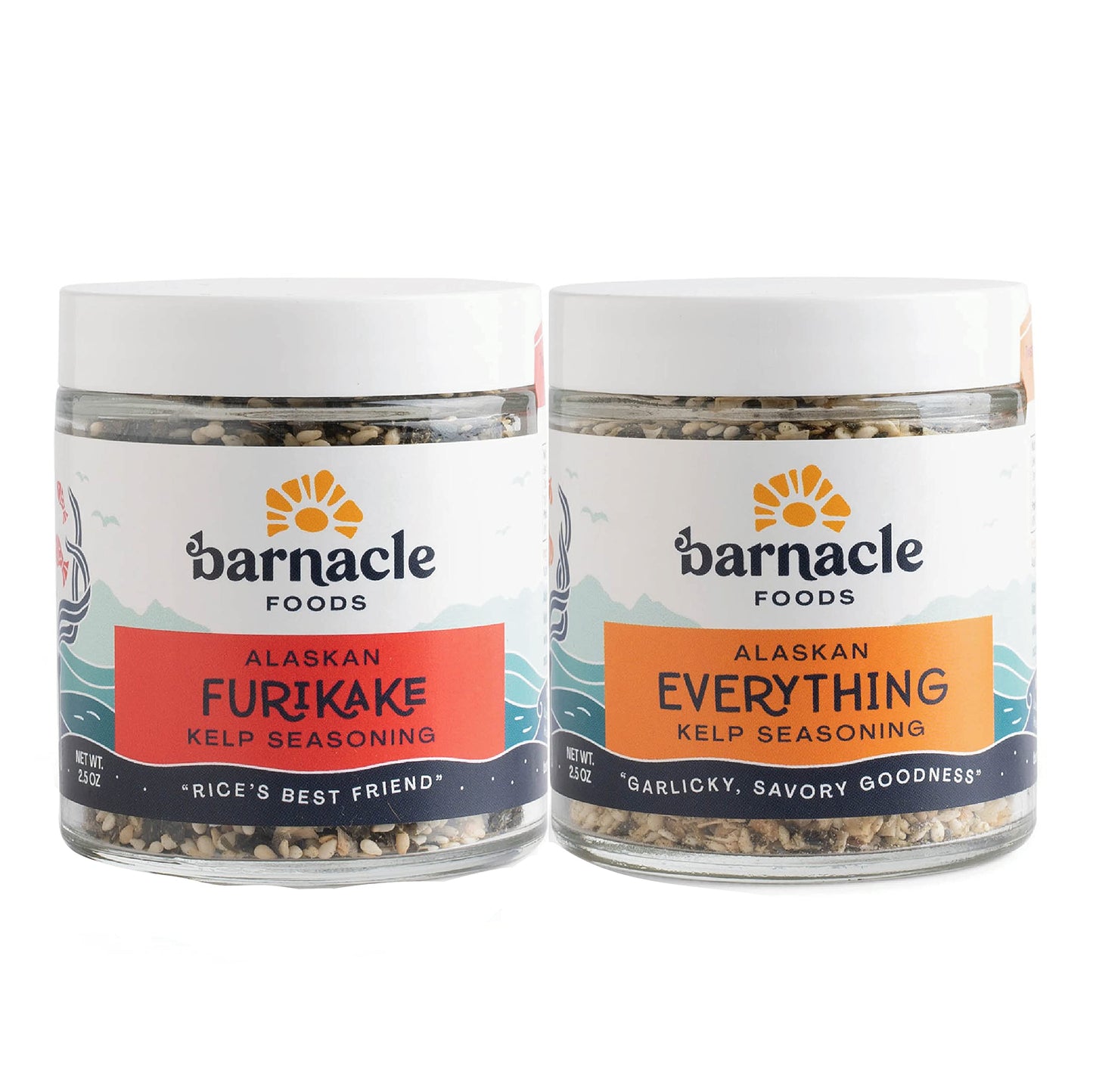 Barnacle Foods Kelp Seasoning Variety Pack - Everything Bagel & Furikake Rice - 2.5 oz. (Pack of 2) - Made in Alaska