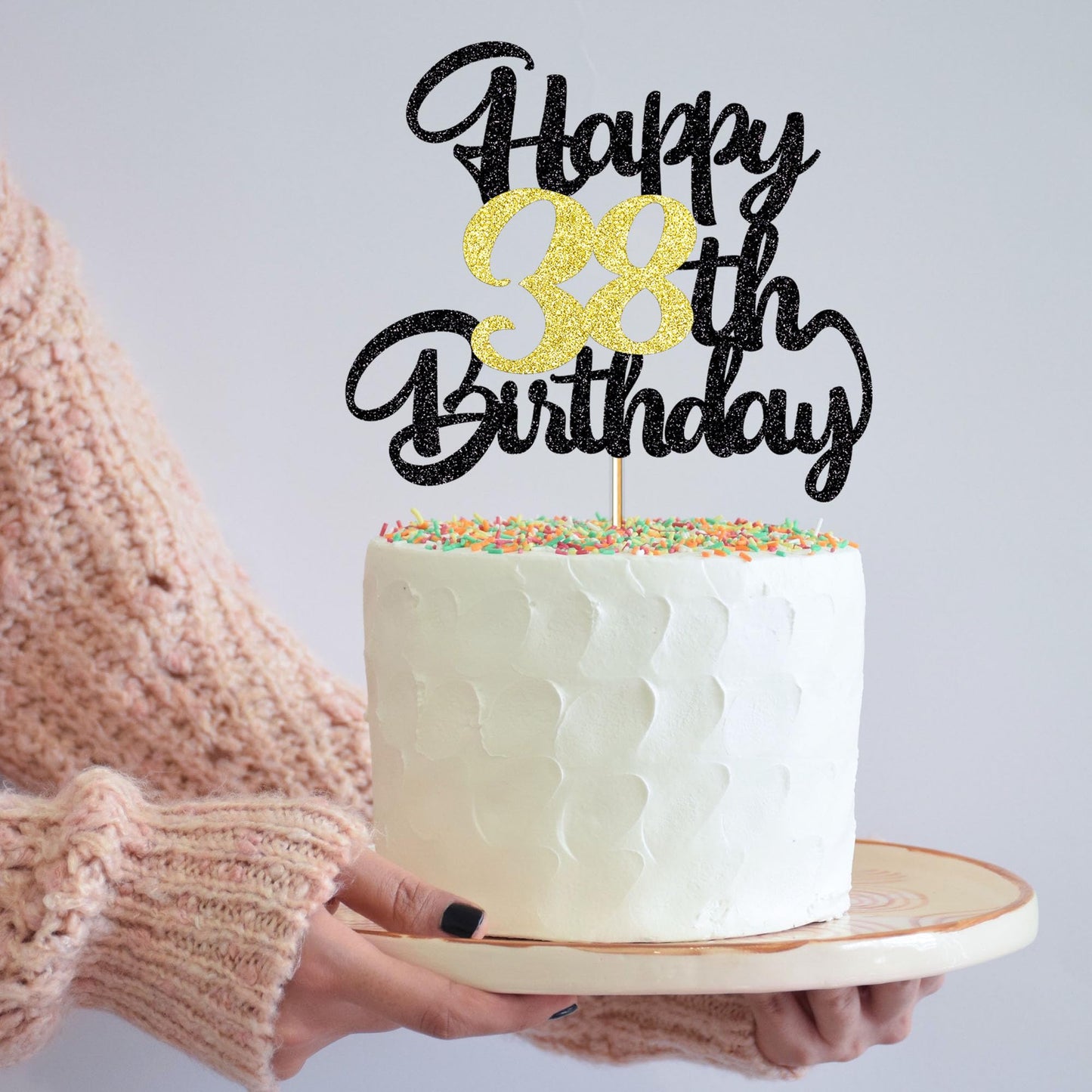 Klionjor 38Th Happy Birthday Cake Topper Happy Birthday Cake Decoration 38Th Birthday Party Decoration Gift Plugin (38)