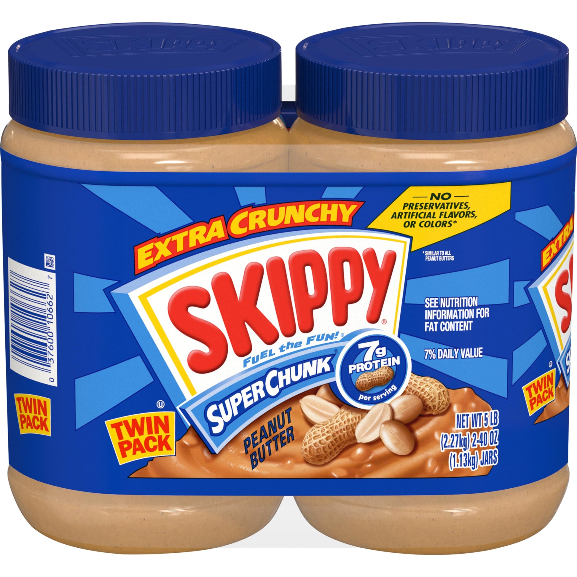 SKIPPY Chunky Peanut Butter, Crunchy, 40oz Jars, 2 Twin Packs, Super Chunky, Model 10915