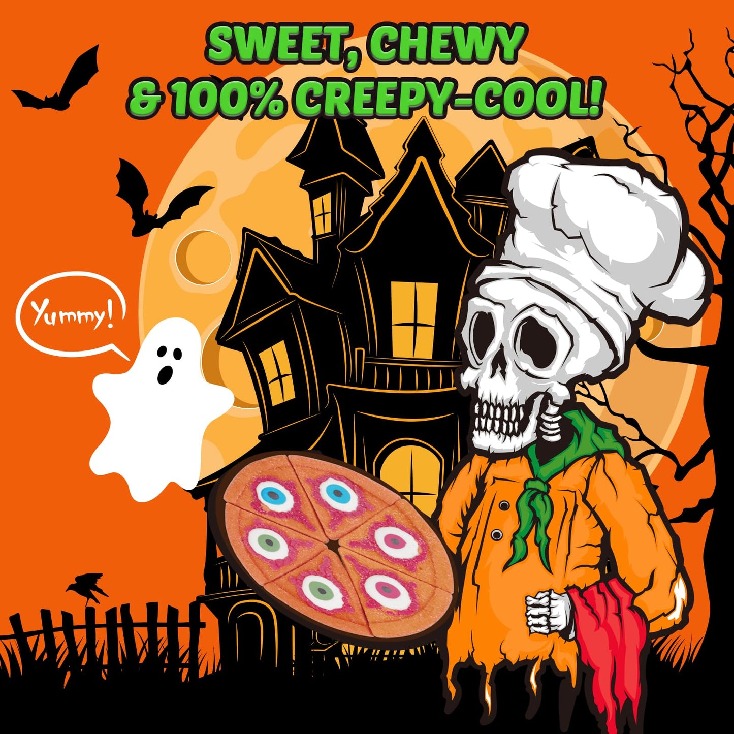 Amos Halloween Pizza Gummy & Eyeball Marshmallow Candy – Fun   for Kids & Parties – 180g Bag