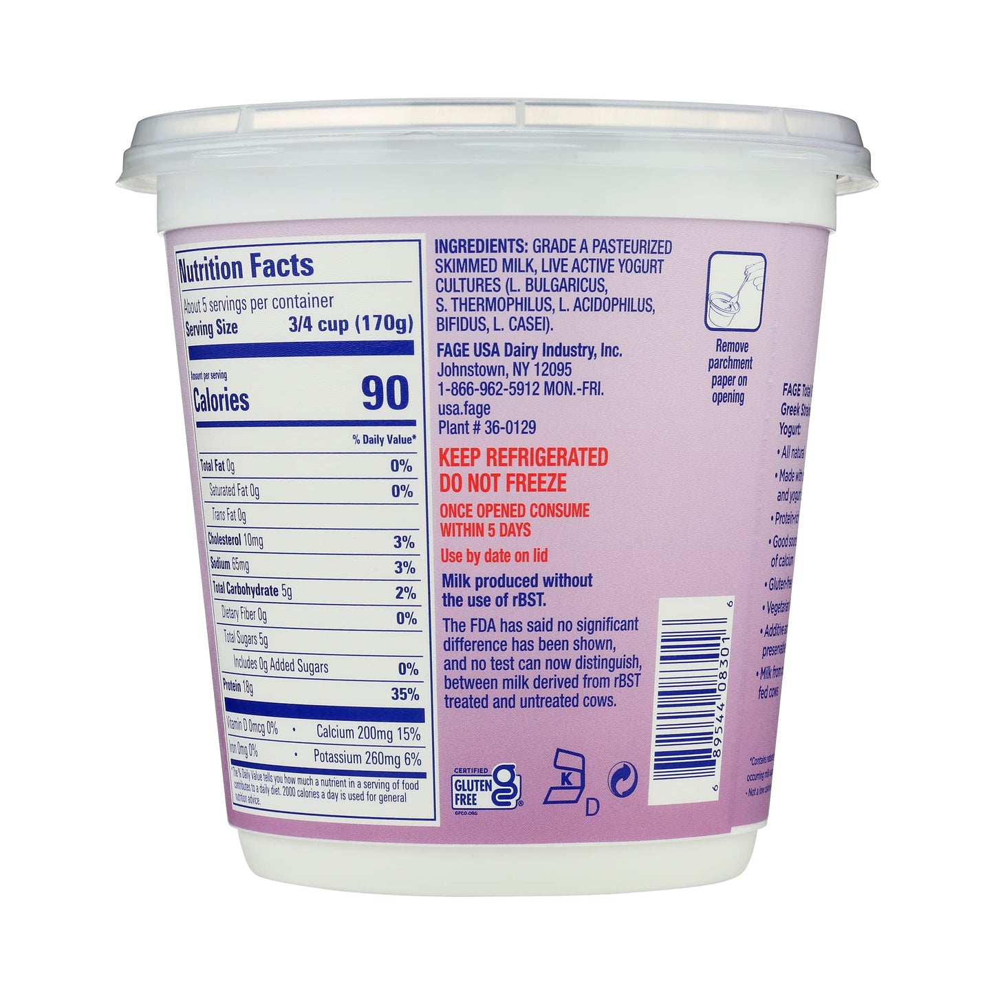 FAGE Total Greek Yogurt, 0% Nonfat, Plain, 32 oz