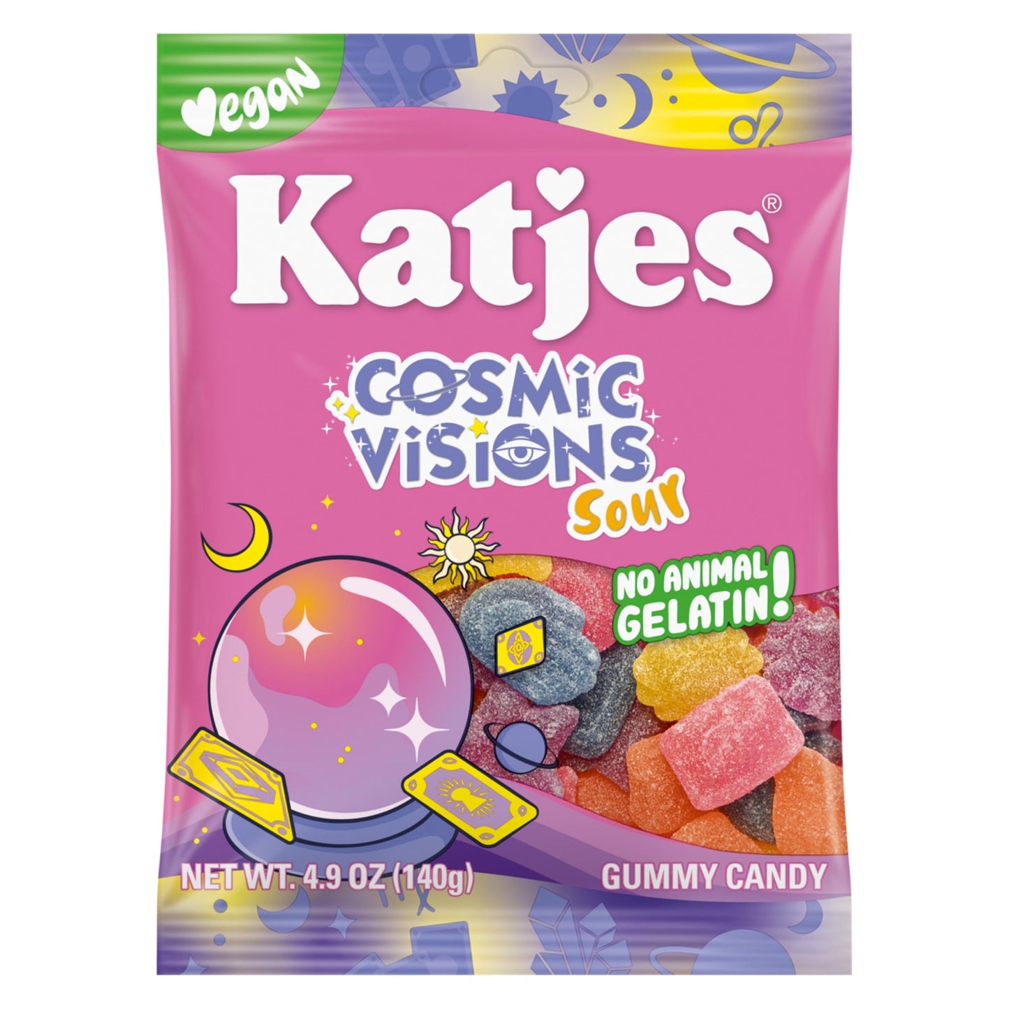 Katjes Vegan Gummy Candy, Sweet and Sour Fruity Snacks, 4.9oz Bags, 3 Pack, Gelatin-Free, No HFCS, Palm Oil Free