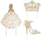 DecoPac QUINCEANERA Cake Decorating Kit, XL-GOLD Toppers, 3/PKG, Plastic for Girls Sweet 15 Birthdays, Model 24824
