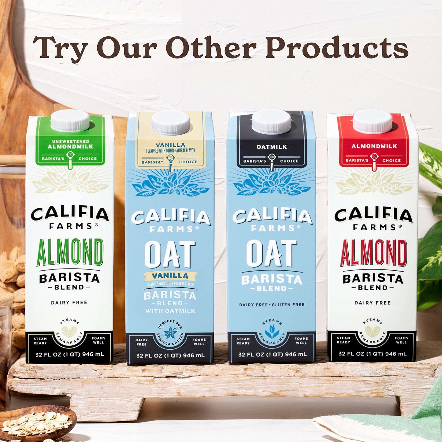 Califia Farms - Vanilla Oat Barista Blend Oat Milk, 32 Oz (Pack of 6), Shelf Stable, Dairy Free, Plant Based, Vegan, Gluten Free