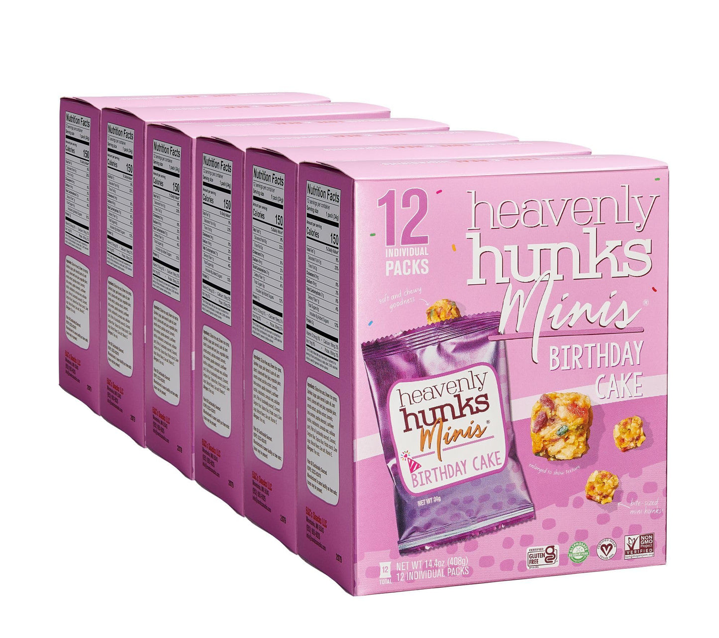 Heavenly Hunks Birthday Cake 12ct 1.2oz Minis (6 Pack Case / 72 individual Packs)