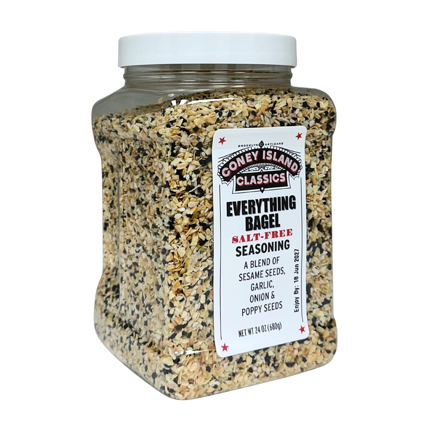 CONEY ISLAND CLASSICS Everything Bagel Salt Free Seasoning Blend, 24 Oz Container, Gluten Free, Keto, Paleo, with Sesame Seeds, Onion, Garlic, Poppy Seed