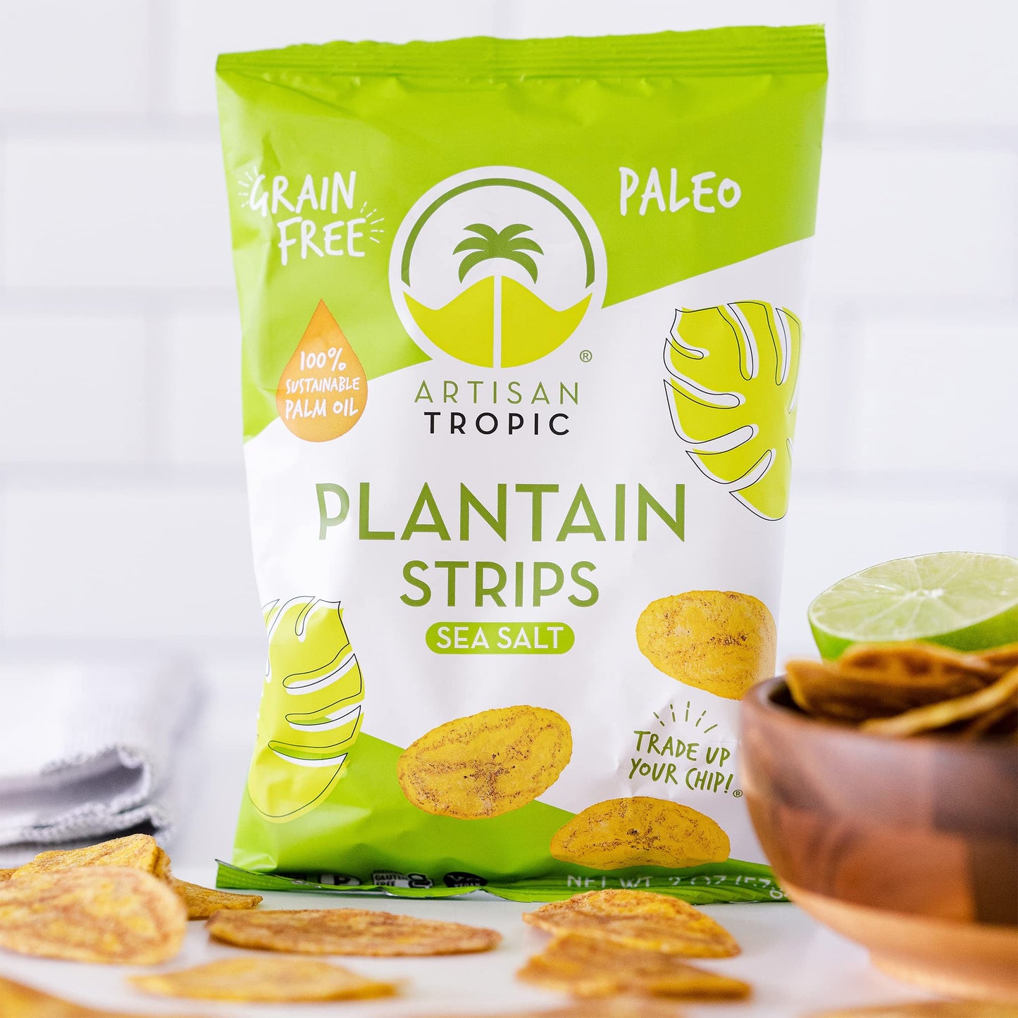 Artisan Tropic Plantain Strips Sea Salt - Vegan, Gluten Free, 8 Pack, 2oz