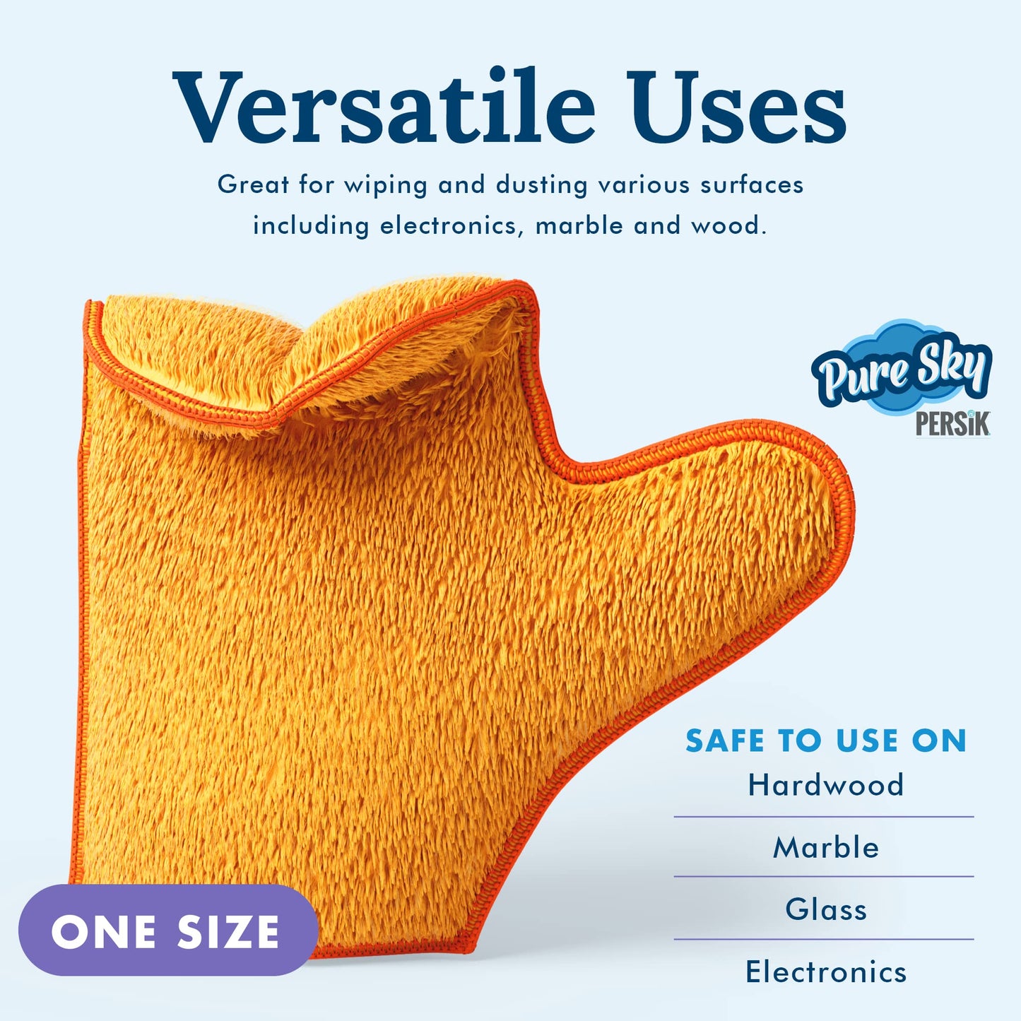 Persik Pure-Sky Microfiber Glove Dusting Mitt - Ultra Microfiber Cleaning Cloth Glove - Just Add Water No Detergents Needed - Us