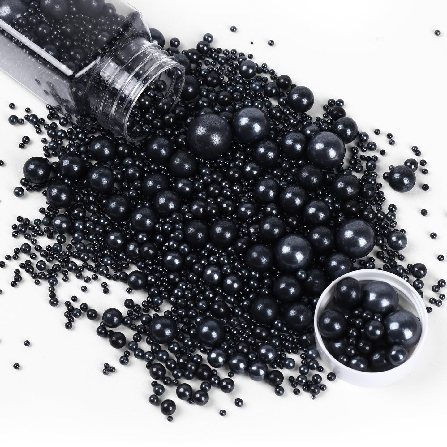 Cobakey Black Pearl Sugar Sprinkles for Cake Decorations, 3.52 oz - Ideal for Cupcakes, Weddings, Parties, and Holidays