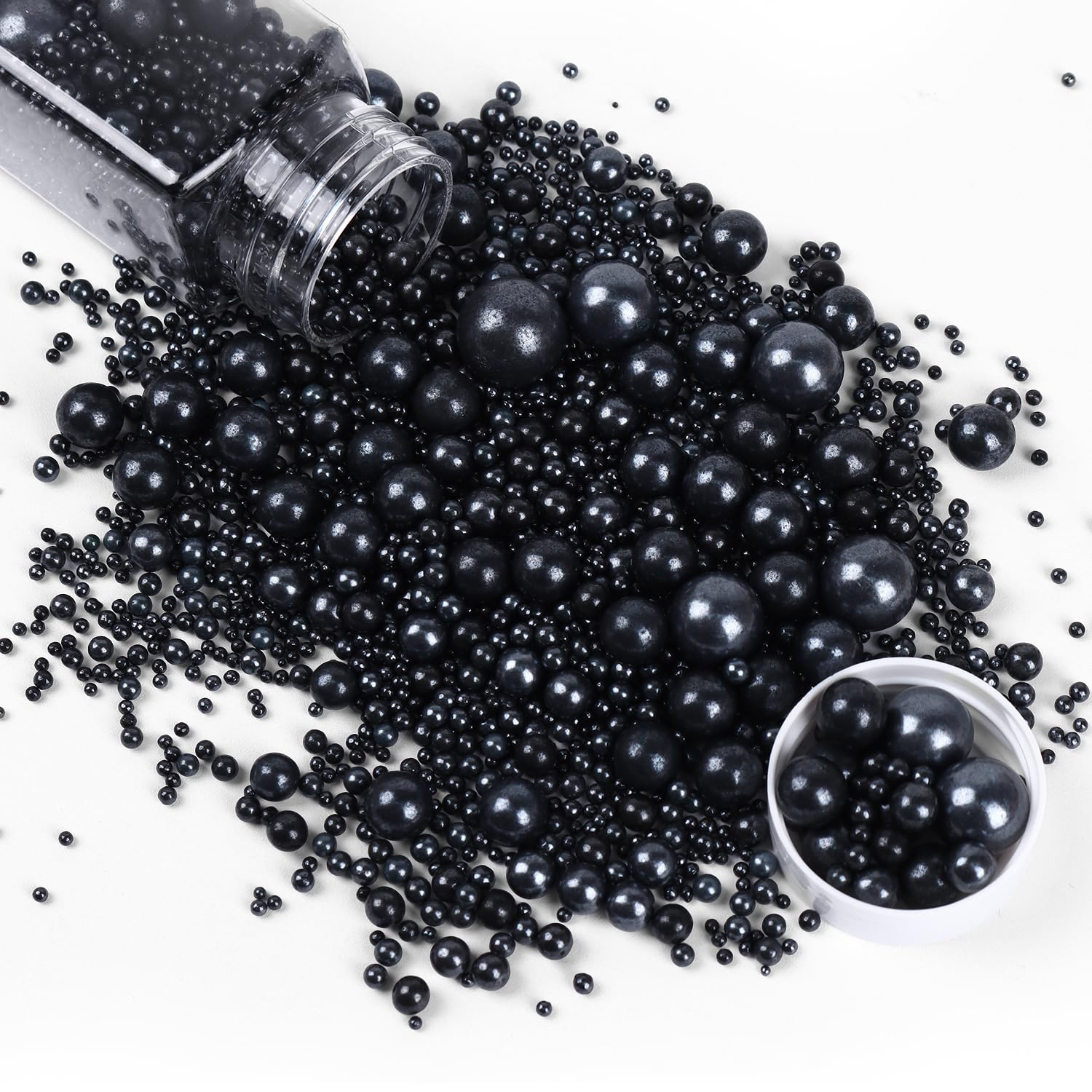 Cobakey Black Pearl Sugar Sprinkles for Cake Decorations, 3.52 oz - Ideal for Cupcakes, Weddings, Parties, and Holidays